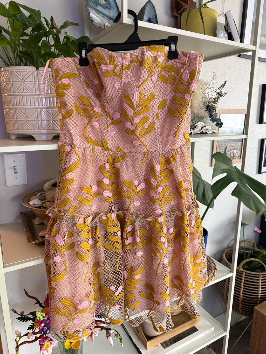 Anthropologie Eva Franco Floral Lace Strapless Mini Dress